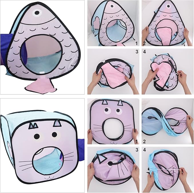 Cat Tunnels for Indoor cat, cat Play Tunnels and Hiding passages, Triangular and Square Shaped Hiding Place for Indoor and Outdoor, Suitable for Kittens, Puppies, Minks, Rabbits