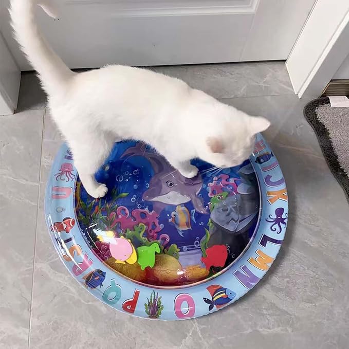 Upgrade Thickened Water Sensor Play Mat for Cats.2024 New Interactive Cool and Comfortable Thickened pet Water Sensing pad,Water Sensory Pad with Fish for Pets Kids Play