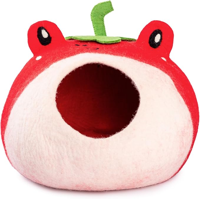 Luxurious Eco-Friendly Merino Wool Cat Cave Bed Sloth - Foldable Hideaway Pod for Indoor Cats - Premium Felt Kitten Beds - Covered Cat House for Ultimate Cozy Comfort by Woolygon