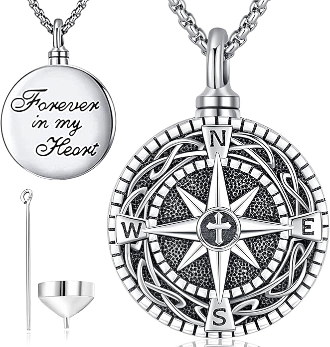 Aniu Cremation Jewelry for Ashes S925 Sterling Silver Urn Necklace Memorial Necklace for Human Ashes of Loved Ones Keepsake Pendant for Men Women