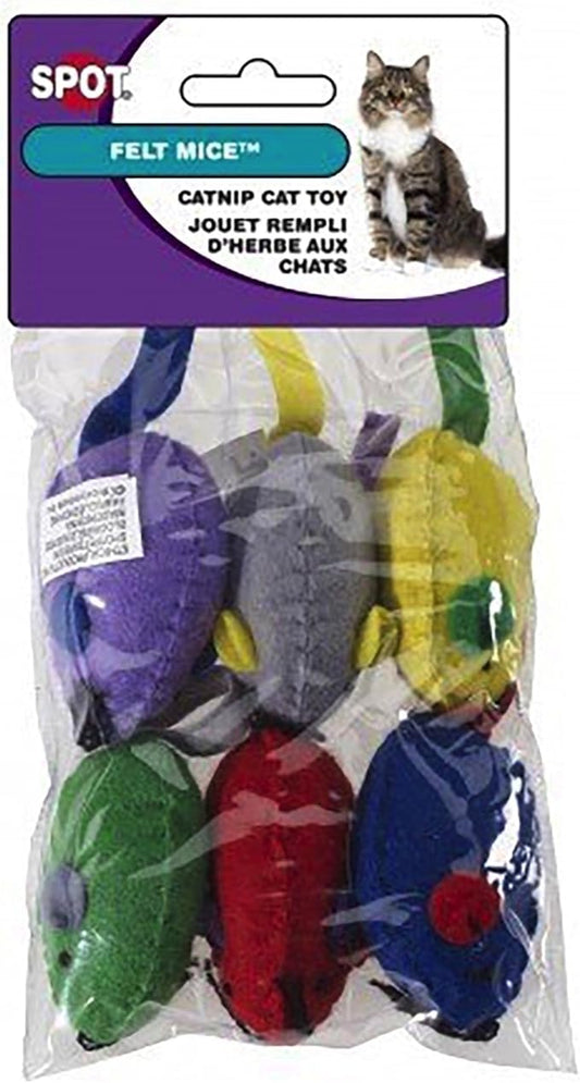 Ethical Pet Felt Mice with Catnip Cat Toy (6 Pack) [Set of 3]