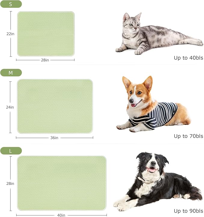 Mora Pets Dog Cooling Mat Breathable Cooling Pad for Dog Cats Washable Pet Cooling Mat for Indoor Outdoor Pets with Non-Slip Bottom 36 x 24 inch Medium