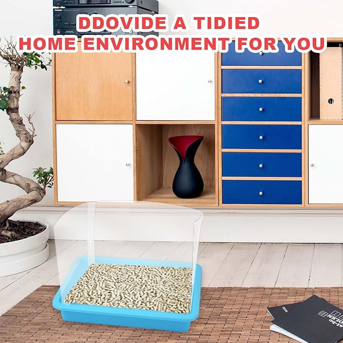 20 Cat Litter Box Shields, Clear Cat Litter Box Splash Guard with Double Sided Tape High Sided Kitty Litter Pan Box Pee Shields for Open Top Privacy Screen (Litter Box Not Included), 12 x 16in