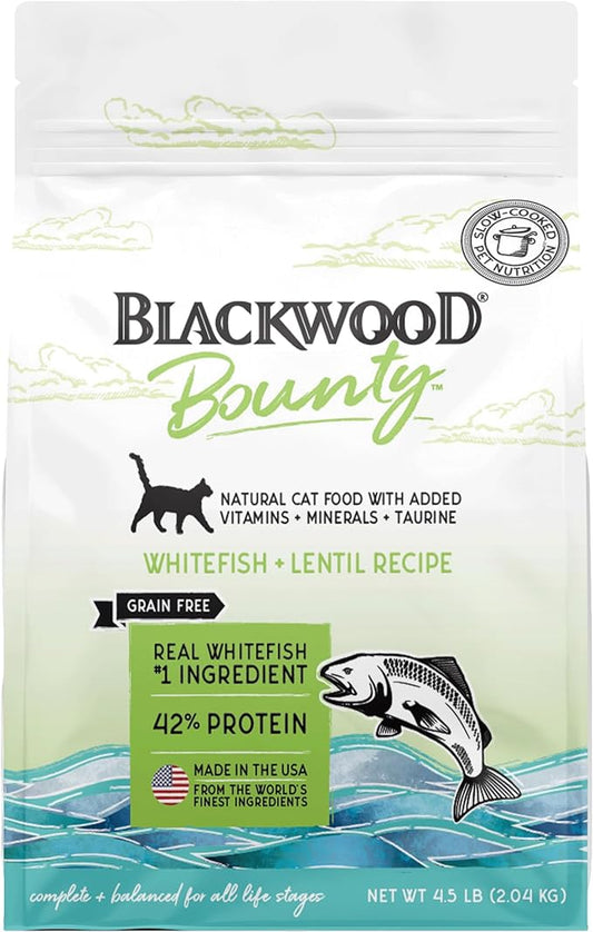 Blackwood Bounty Grain Free Cat Food, Whitefish and Lentil Recipe, 4.5 lb. Bag