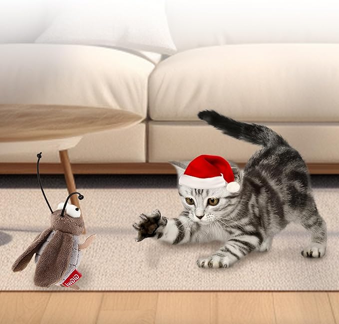 PETGEEK GiGwi Chirping Cricket Cat Toys Realistic Bird Plush Toy- Perfect Melody Chaser Cat Toys for Bored Indoor Adult Cats- Hangable Design Best Gift for Birthday, Thanksgiving, Christmas, New Year