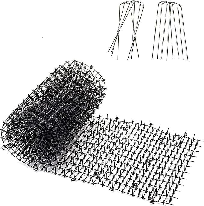 Homarden Outdoor Training Mat for Cats (13 ft) - Cat Scat Mat Indoor and Outdoor - Cat Spikes with 12 Garden Staples to Keep of Dog Off Couch and Keep Cats Out of Yard