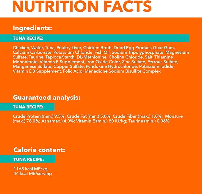 IAMS Perfect Portions Healthy Adult Grain Free Wet Cat Food Paté, Tuna Recipe, 2.6 oz. Easy Peel Twin-Pack Trays (24 Count, 48 Servings)