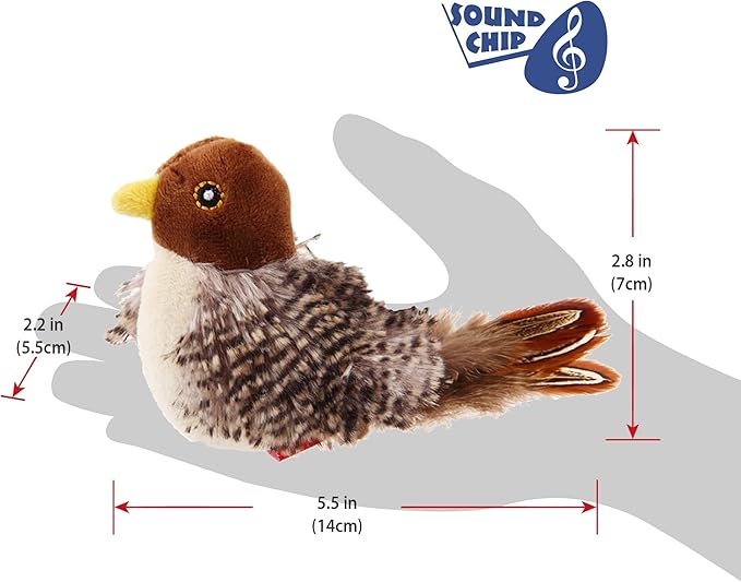 Gigwi Interactive Electronic Cat Toy (Not Flapping), Automatic Chirping Bird Cat Toy Squeaky with Feather Tail, Melody Chaser Toy Bird for Cats to Play Alone, Play and Squeak Kitten Toy for Boredom