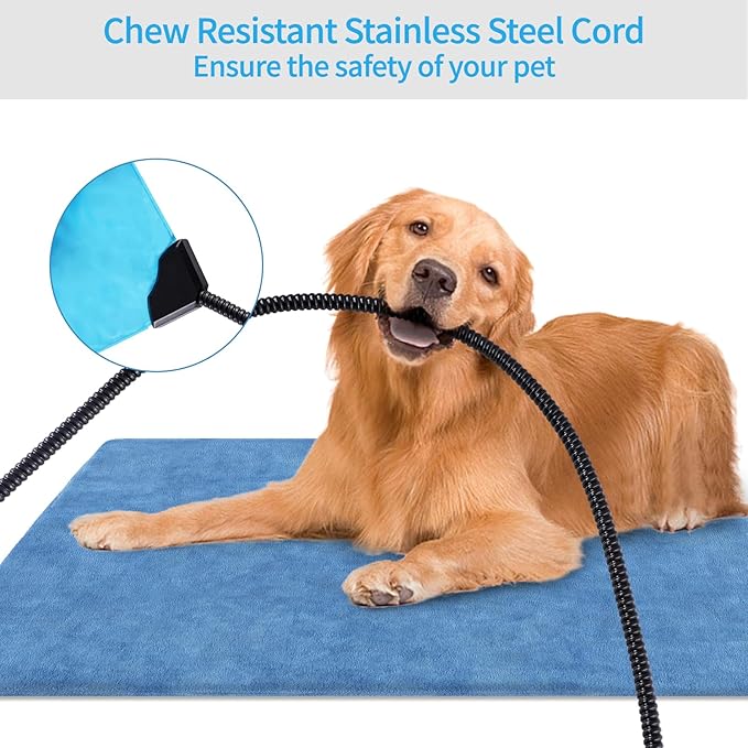 Pet Heating Pad for Cats,2 Velevt Covers Indoor Outdoor Waterproof Electric Heated Pad Mat for Dogs with Chew Resistant Cord,5 Timer and 6 Level Temperature Pet Bed Warmer-17.7x17.7