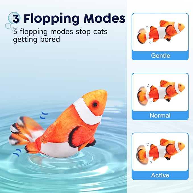 Potaroma Cat Toys Flopping Fish with SilverVine and Catnip, Moving Cat Kicker, Floppy Wiggle Fish for Small Dogs, Motion Kitten Interactive Exercise Toys, Mice Animal Toy 10.5"