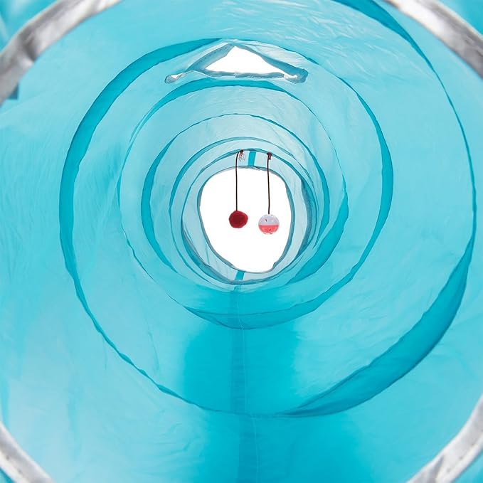 2 Way Cat Tunnel Pet Play Tube - Collapsible Tunnel for Small Pet/Cat/Kitty/Doggy/Rabbit (Blue)