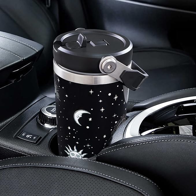 30oz Gothic Tumbler with Handle and Straw, Stainless Steel Vacuum Insulated Coffee Tumbler, Travel Mug Water Bottle, Goth Stuff Accessories Decor, Witch Gifts for Women