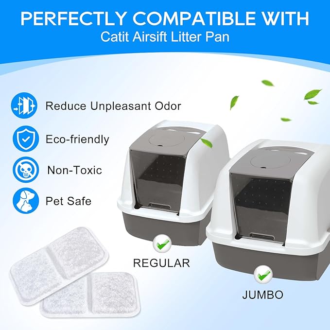8 Pack Cat Litter Box Filters Replacement, Filter for Catit Airsift Jumbo Hooded Cat Litter, Litter Box Filter, Air Purifier Pad for Catit