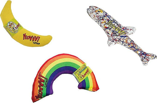 Yeowww! 100% Organic Catnip Variety Pack of Rainbow, Banana & Pollock Fish