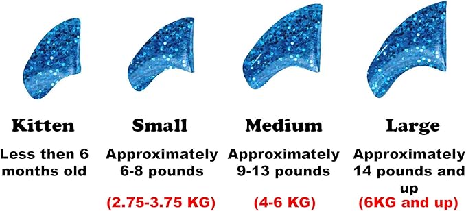 60 Piece Soft Nail Caps with Adhesive for Cat Claws - Sapphire Glitter Medium