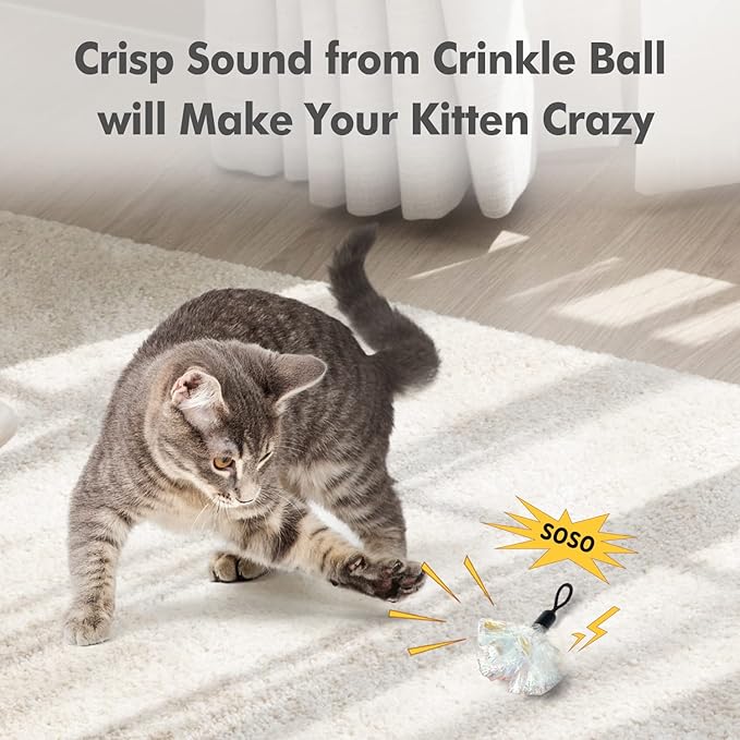 ORSDA 3in1 Interactive Cat Toys Replacement Attachments 7PCS Cat Teaser Toy Refills Cat Wand Attachments