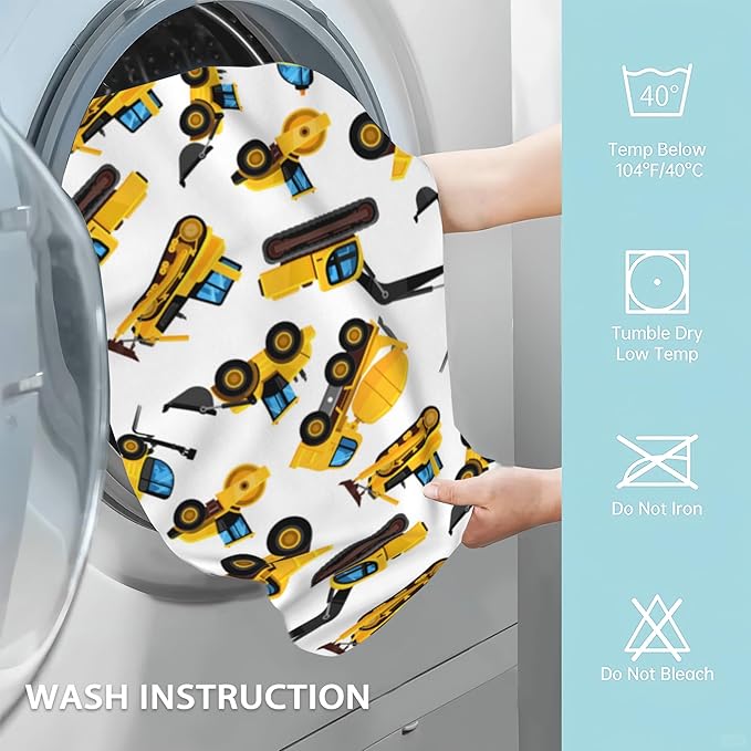 Construction Machines Hand Towels Set of 2,Tractor Decorative Towels Highly Absorbent Soft Towels for Bathroom Beach Kitchen Spa Gym Face Towel 14x28 Inch