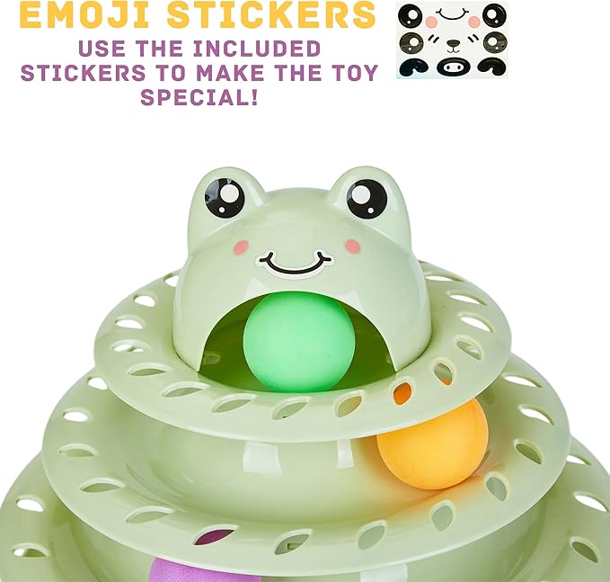 Gefryco Cat Toys 4-Tier Roller Track, Turntable Cat Tower Toy with Colorful Chase Balls, Multi-Level Interactive Cat Toys for Bored Indoor Adult Cats, Fun Puzzle Kitten Exercise Toys Self Play(Green)