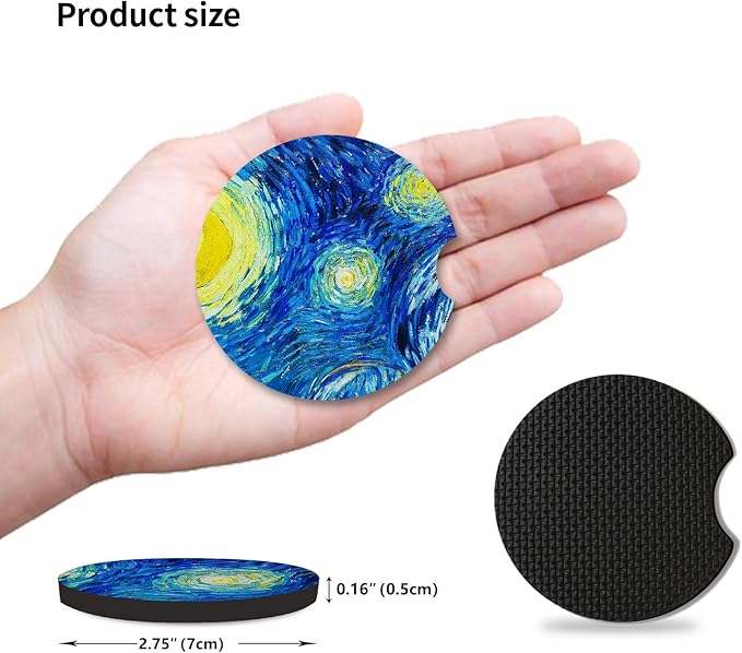 Car Cup Holder Coaster,Absorbent The Stars Rubber New Automotive Cup Holder Decal Decor Car Accessories for Women Men.Pack of 2