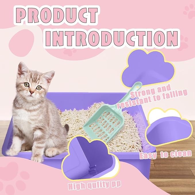 5pcs Kitten Litter Box,Open Small Cat Litter Box with 5 Scooper,Portable Small Litter Pan Low Entry Shallow Plastic Travel Toilet Litter Tray Cat Waste Tray for Small Pet Rabbit Guinea Pig Newborn Cat