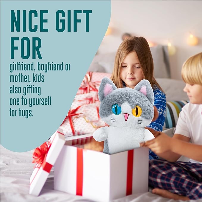 OOPSHANA Long Cat Plush Toy Cute Plushie Hugging Plush Pillow Shark Cat Stuffed Animal for Girls and Boys Grey 19.7"