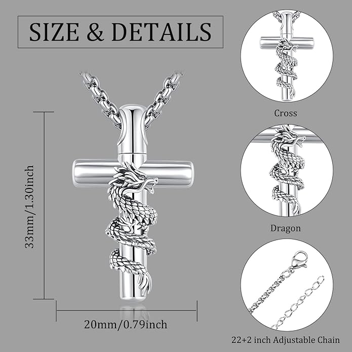 Aniu Cremation Jewelry for Ashes S925 Sterling Silver Urn Necklace Memorial Necklace for Human Ashes of Loved Ones Keepsake Pendant for Men Women