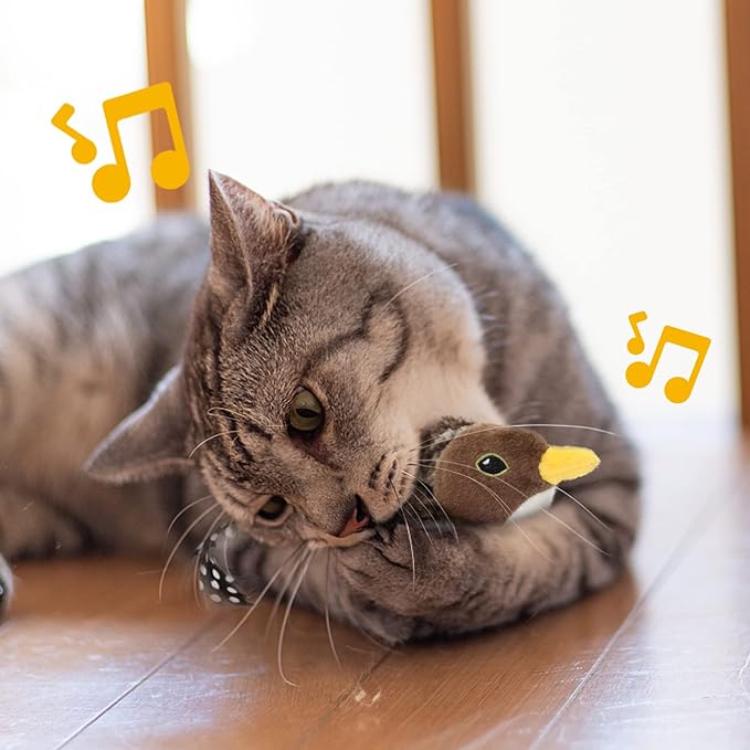 Cat Toys for Bored Indoor Cats, Cat Bat Wings with Catnip Cats, USB Rechargeable Motion Activated Kitten Toys, Interactive Flapping and Chirping Bird Cat Toy