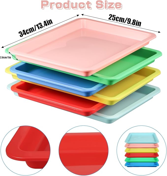 6pcs Kitten Litter Box, Plastic Cat Litter Trays Colorful Kitten Litter Pan Cat Waste Tray for Indoor Kittens (6 Colors)