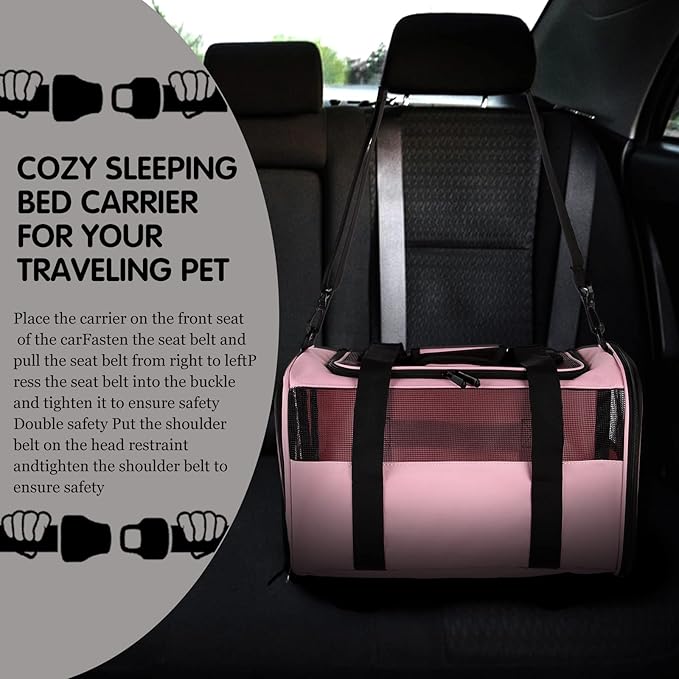 Carriers Soft-Sided Pet Carrier Pink for Medium Large Cats Dogs Undertake 35Lbs,Ventilated Mesh Windows,Top Load Cat Carrier with Airline Approved(X-Large,Pink)