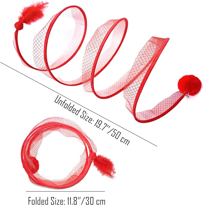 Cat Tunnel for Indoor Cats, S Type Foldable Cat Tunnel Red Cat Play Tunnels with Feather and Ball Interactive Cat Toys