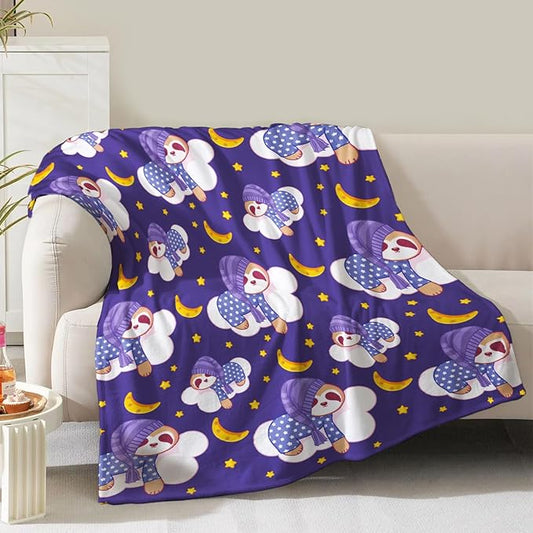 Sloth Blanket Gifts for Women Girls Mom Birthday Christmas Valentine Present Cute Pattern Theme Decor Home Bedroom Living Room Couch Bed Sofa Soft Cozy Lightweight Kids Adult Teen Fleece Throw 60"x50"