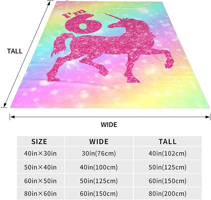 Ultra-Soft Microfiber Throw Blanket 330 GSM Fuzzy Fleece Blanket for Adults Kids Gift Couch, Sofa, Bed Unicorn 6th 80"x60"