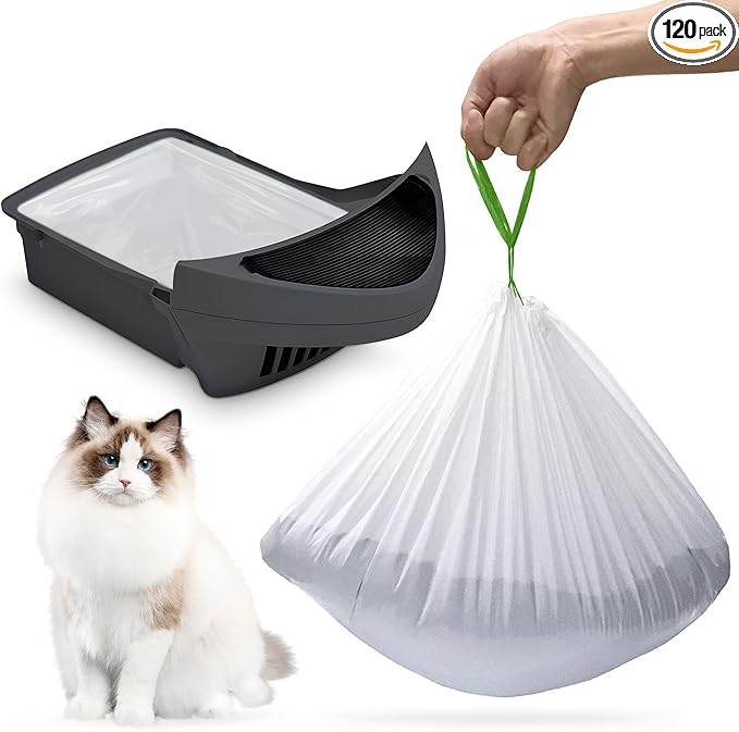 120 packs for self-cleaning litter box and self-cleaning litter box liner, Litter Box Robot garbage bag,flexible and durable, super thick 1.5mil