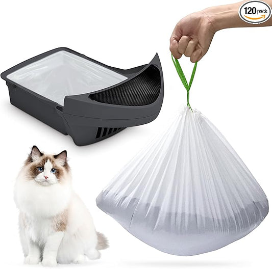 120 packs for self-cleaning litter box and self-cleaning litter box liner, Litter Box Robot garbage bag,flexible and durable, super thick 1.5mil