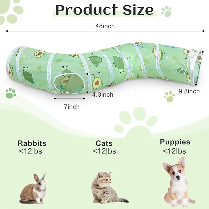Cat Tunnel, S-Shape Cat Tunnels for Indoor Cats Foldable Cat Toys Cute Cat Tube with Mouse Toy Pet Cat Stuff