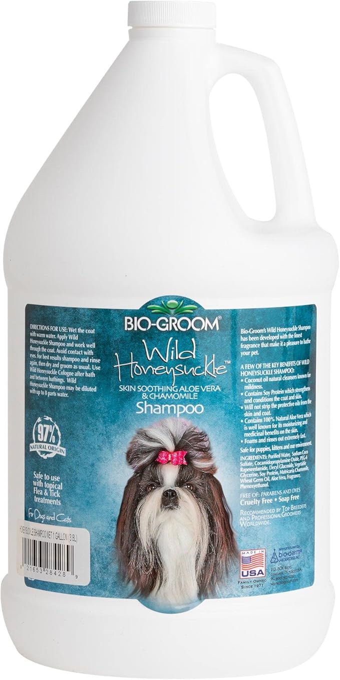 Bio-Groom Wild Honeysuckle Dog Shampoo - Natural Scent Pet Shampoo, Aloe Vera, Chamomile, Cat & Dog Bathing Supplies, Puppy Wash, Cruelty-Free, Made in USA, Quick Rinse Cat Shampoo - 1 Gallon