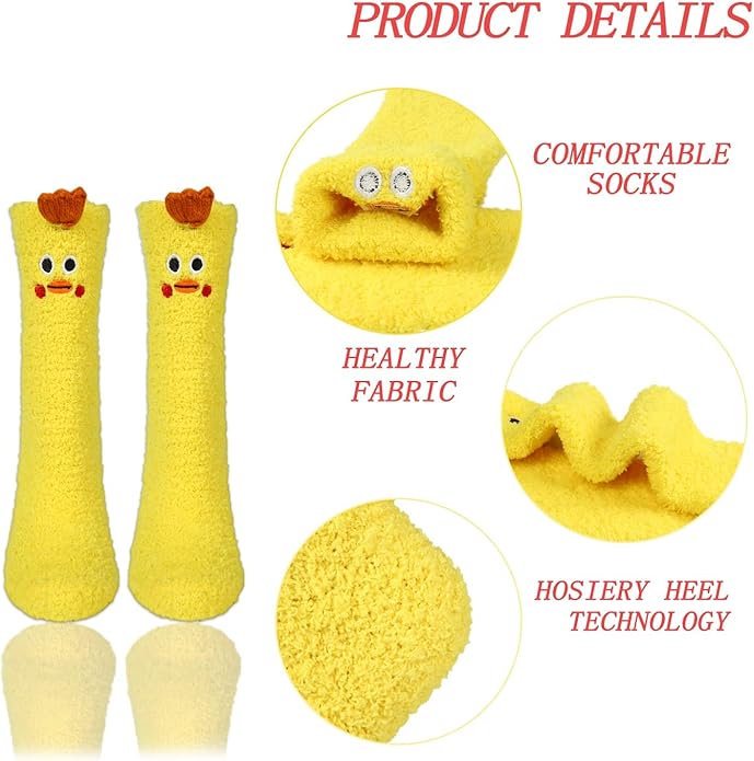 Benefeet Sox Cute Animal Fuzzy Socks for Women Girls Funny 3D Animal Cozy Socks Fluffy Slipper Socks Plush Comfy Soft Socks
