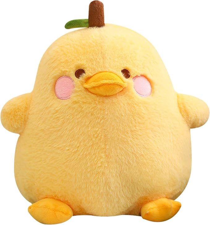 PEACH CAT Cute Fruit Pear Duck Plush Pillow Duck Stuffed Animal Toy for Kids Yellow 16"