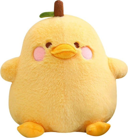 PEACH CAT Cute Fruit Pear Duck Plush Pillow Duck Stuffed Animal Toy for Kids Yellow 16"