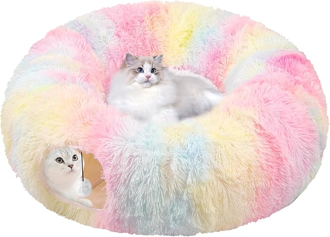 car Bed for Indoor Cats,Multifunctional cat Tunnel Suitable for Small, Medium and Large Cats (Colorful)