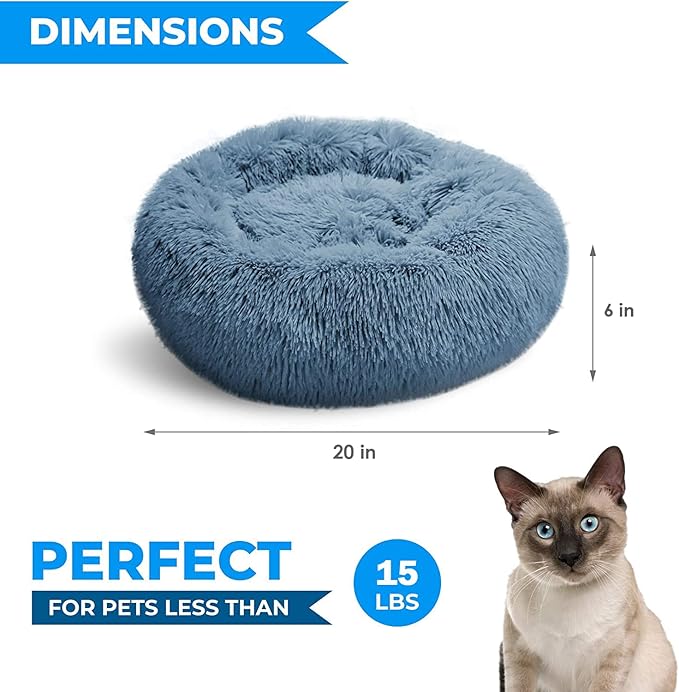 Whiskers & Friends Cat Bed, Cat Beds for Indoor Cats Washable, Small Dog Bed Calming Pet Bed, Cat Beds & Furniture, Large Cat Bed, Kitty Kitten Bed