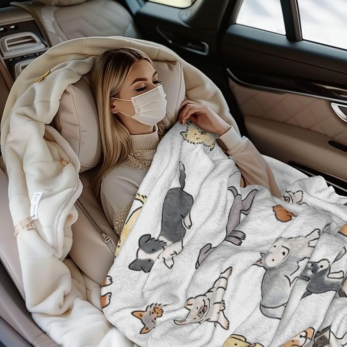 Kids Cute Dogs Print Blanket Throw 60"x50", Plush Flannel Blankets with Dogs On It, Soft Warm Decorative for Kids Women Dog Lovers