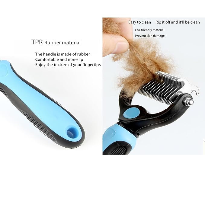 Dog Brush for Shedding, Pet Grooming Brush, Cat Deshedding Brush Tool, Double Sided Shedding and Dematting Undercoat Rake Comb for Dogs & Cats (big, RED)