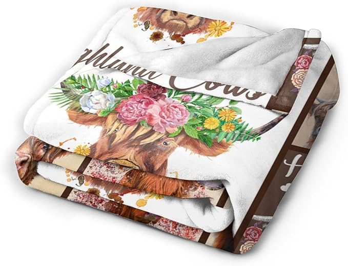 Just A Girl Who Loves Highland Cows Throw Blanket Highland Cattle Fleece Plush Soft Cozy Gifts Blanket for Kids Girls Adults Decor 40''X50''