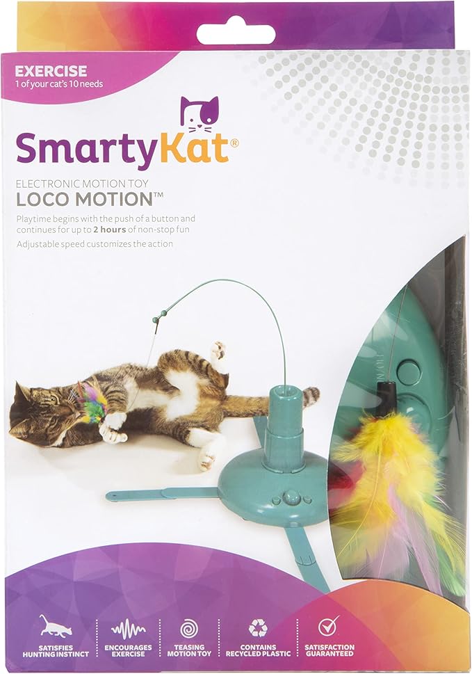 SmartyKat Loco Motion Electronic Motion Teaser Wand Cat Toy, Battery Powered - Blue, One Size