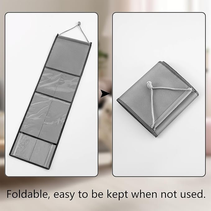 Hanging Cat Wand Holder Kitten Stick Toy Storage Bag Cat Accessories Organizer for Indoor Cats (Clear Pockets)