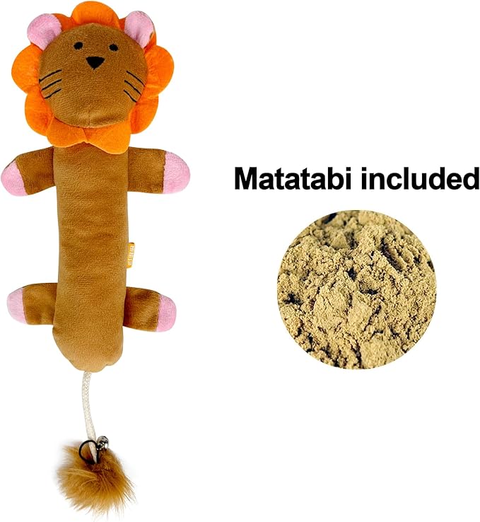 Catnip Silvervine Matatabi Pillow for Cats & Kittens,Crinkle Sound Toy,Cat Kicker Toy,Large Size Cat Pillow Soothing Plush Cat Toy(Lion).