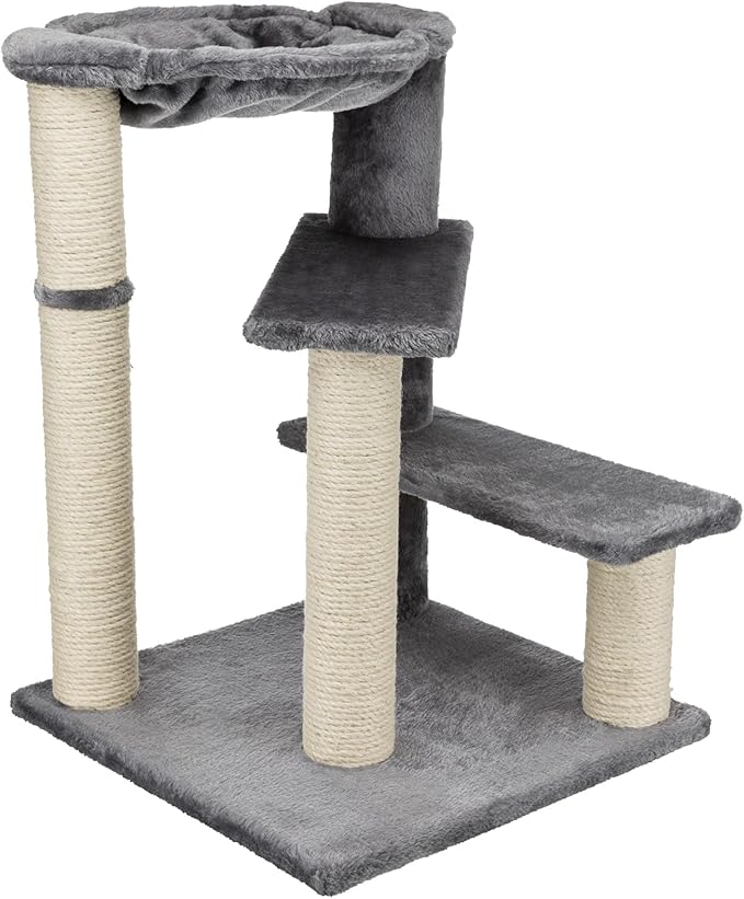 TRIXIE Baza Senior Cat Tree with Hammock and Steps | Scratching Posts | Cat Playground | Gray Medium