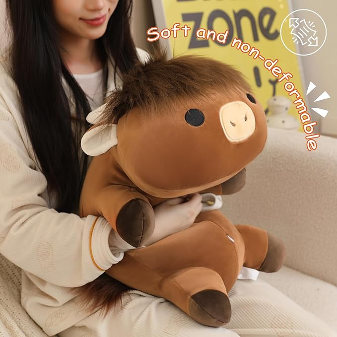 SQEQE Weighted Highland Cow Plush, Weighted Highland Cow Stuffed Animal, Cute Cow Plushies Soft Pillow Toy Gift for Kids Adults 13.8 Inch, 1.6 Lbs