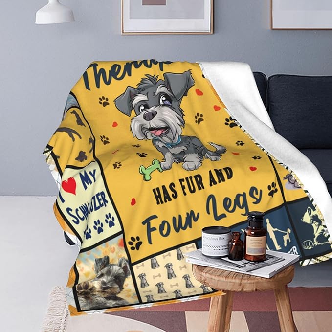 Miniature Schnauzer Dog Blanket Schnauzer Decor Throw Blanket Super Warm Soft Plush Lightweight Fleece Flannel Blanket Gifts for Dog Lovers Girls Women Boys Kids for Winter Couch Bedding 60"X80"